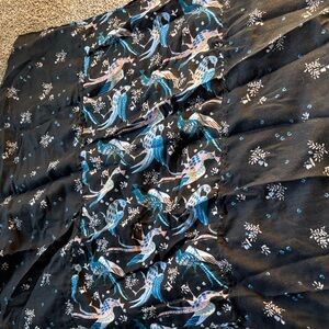 Black and Blue Bird Patterned Infinity Scarf